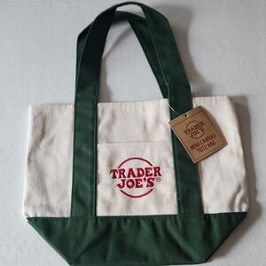 Trader Joe's Mini Canvas Tote Bag NWT Green